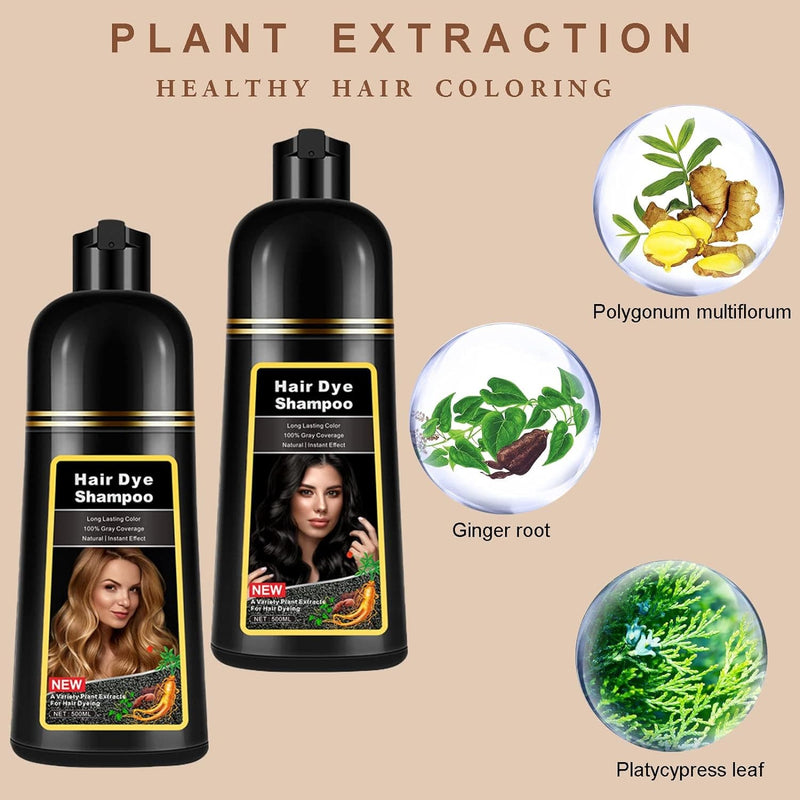 Natural Black Hair Dye Shampoo 3 IN 1 for 100% Gray Hair Coverage, Instant Herbal Ingredients Hair Color Shampoo for Women Men, Hair Dye Coloring in Minutes 500ml - Premium Health Care from Brand: QrBxa - Just $29.99! Shop now at Handbags Specialist Headquarter