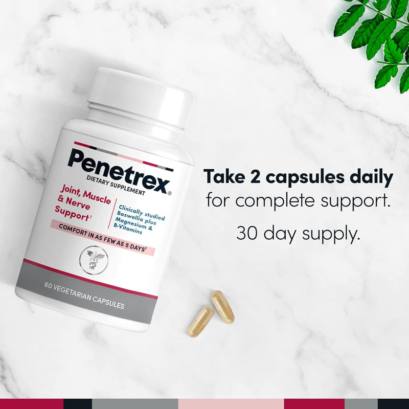 Penetrex Joint, Muscle & Nerve Support Supplement – Comfort in 5 Days with Advanced Boswellia Serrata Extract, Vitamin C, B, D & Magnesium Glycinate - 60 Fast-Acting Neuropathy Supplement Capsules - Premium Health Care from Visit the Penetrex Store - Just $41.99! Shop now at Handbags Specialist Headquarter
