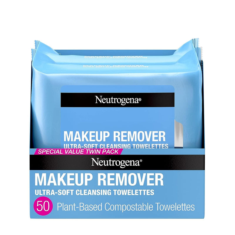 Neutrogena Cleansing Fragrance Free Makeup Remover Face Wipes, Cleansing Facial Towelettes for Waterproof Makeup, Alcohol-Free, Unscented, 100% Plant-Based Fibers, Twin Pack, 2 x 25 ct - Premium Skin Care from Visit the Neutrogena Store - Just $7.99! Shop now at Handbags Specialist Headquarter