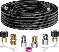 Sewer Jetter Kit for Pressure Washer 50 ft, Hydro Drain Jetter Cleaner Hose with 1/4 Female NPT, Button Nose, Rotating Sewer Jet Nozzle and Pressure Washer Adapter, 4000 PSI Drain Cleaner Hose - Premium Lawn & Garden from Visit the POHIR Store - Just $42.99! Shop now at Handbags Specialist Headquarter