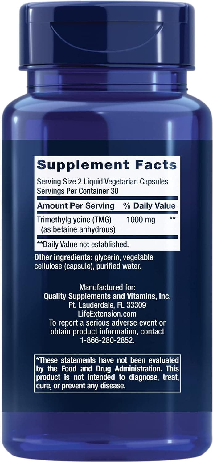 Life Extension TMG 500 mg – Trimethylglycine Supplement – Encourages Healthy Homocysteine Levels – Gluten-free – Non-gmo – Vegetarian – 60 Liquid Vegetarian Capsules - Premium Health Care from Visit the Life Extension Store - Just $18.99! Shop now at Handbags Specialist Headquarter
