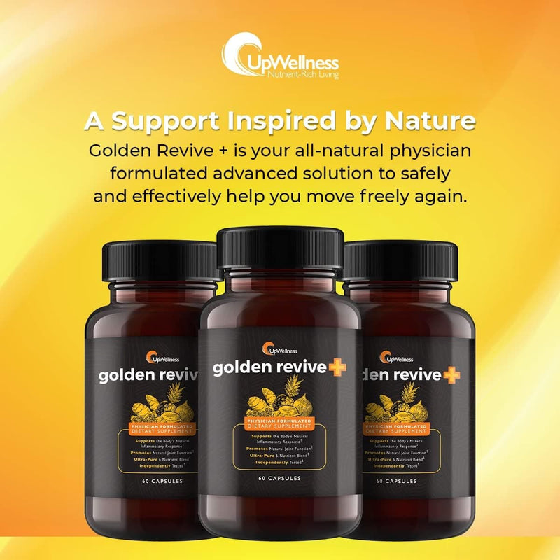 UpWellness Golden Revive + Joint Support with Quercetin, Magnesium, and Turmeric - 60 Capsules - 6 Active Ingredients for Joint and Muscle Care - Physician Formulated - Premium Health Care from Visit the UpWellness Nutrient-Rich Living Store - Just $64! Shop now at Handbags Specialist Headquarter