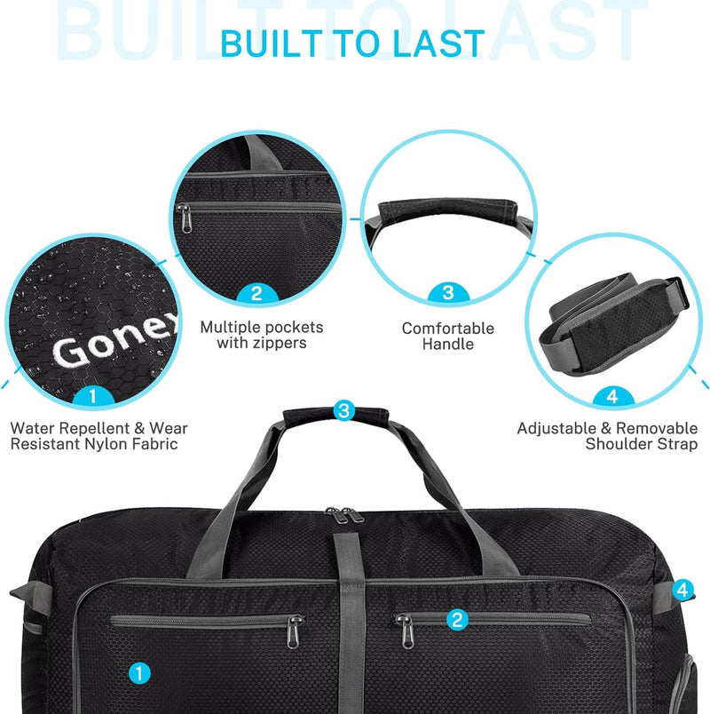 Gonex 40L 60L 80L 100L 150L Large Foldable Travel Duffle Bag with Shoes Compartment, Packable Lightweight Water Repellent Duffel Bag for Camping Gym Weekender Bag - Premium Travel Duffels from Visit the Gonex Store - Just $53.99! Shop now at Handbags Specialist Headquarter