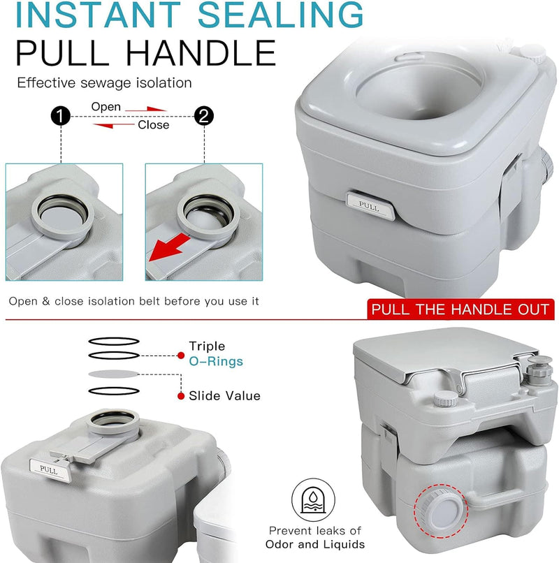 JAXPETY 5.3 Gallon Camping Toilet Portable Travel Toilet w/Sealing Slide Valve, Anti-Leak Water Pump, Carry Handle, Large Capacity Waste Tank for Car, Boat, Truck (20L Gray) - Premium FURNITURE & DECOR from Visit the JAXPETY Store - Just $108.73! Shop now at Handbags Specialist Headquarter