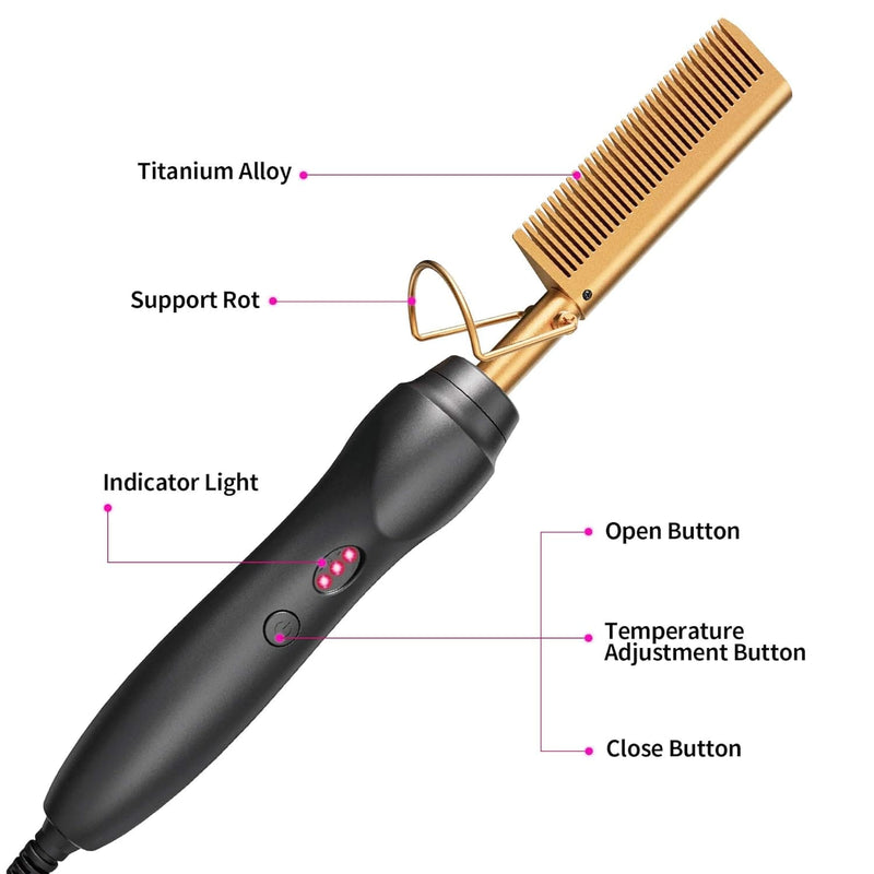 Hot Comb Hair Straightener Heat Pressing Combs - Ceramic Electric Hair Straightening Comb, Curling Iron for Natural Black Hair Beard Wigs Holiday Gift - Glod 3 In1 - Premium Hair Accessories from Visit the BudiGl Store - Just $22.99! Shop now at Handbags Specialist Headquarter