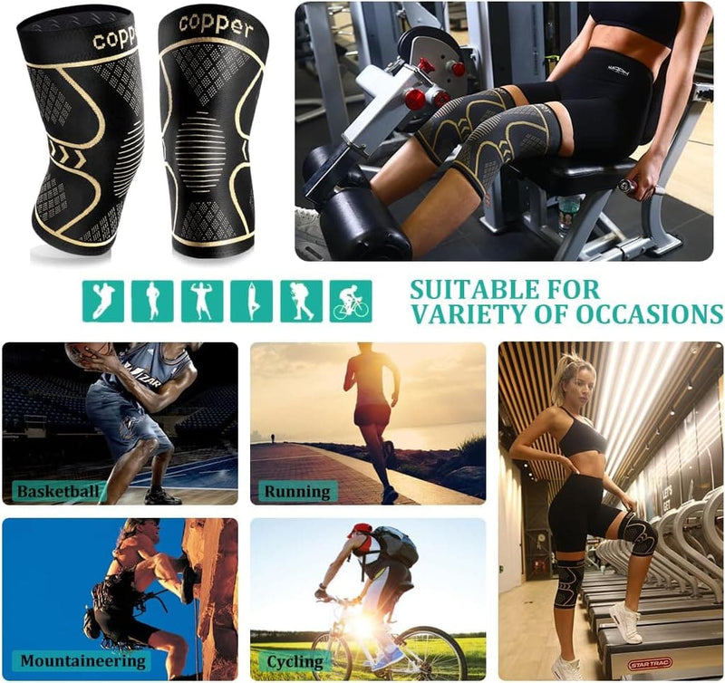 Copper Knee Braces for Women and Men 2 Pack, Knee Compression Sleeve for Knee Pain, Arthritis,ACL, Meniscus Tear, Joint Pain Relief, Knee Support for Running, Working Out, Fitness, Weightlifting - Premium Health Care from Visit the Qishytio Store - Just $23.99! Shop now at Handbags Specialist Headquarter