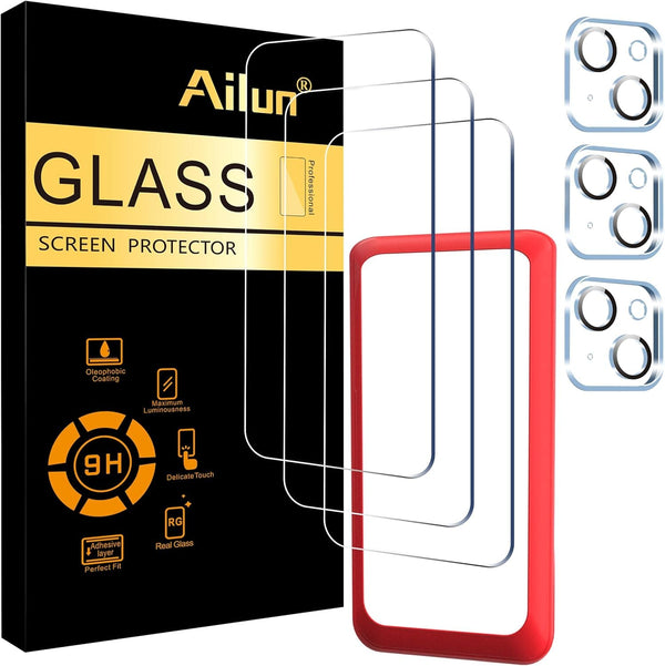Ailun 3 Pack Screen Protector for iPhone 15 Pro Max [6.7 inch] + 3 Pack Camera Lens Protector with Installation Frame,Sensor Protection,Dynamic Island Compatible,Case Friendly Tempered Glass Film - Premium phone case from Visit the Ailun Store - Just $12.99! Shop now at Handbags Specialist Headquarter