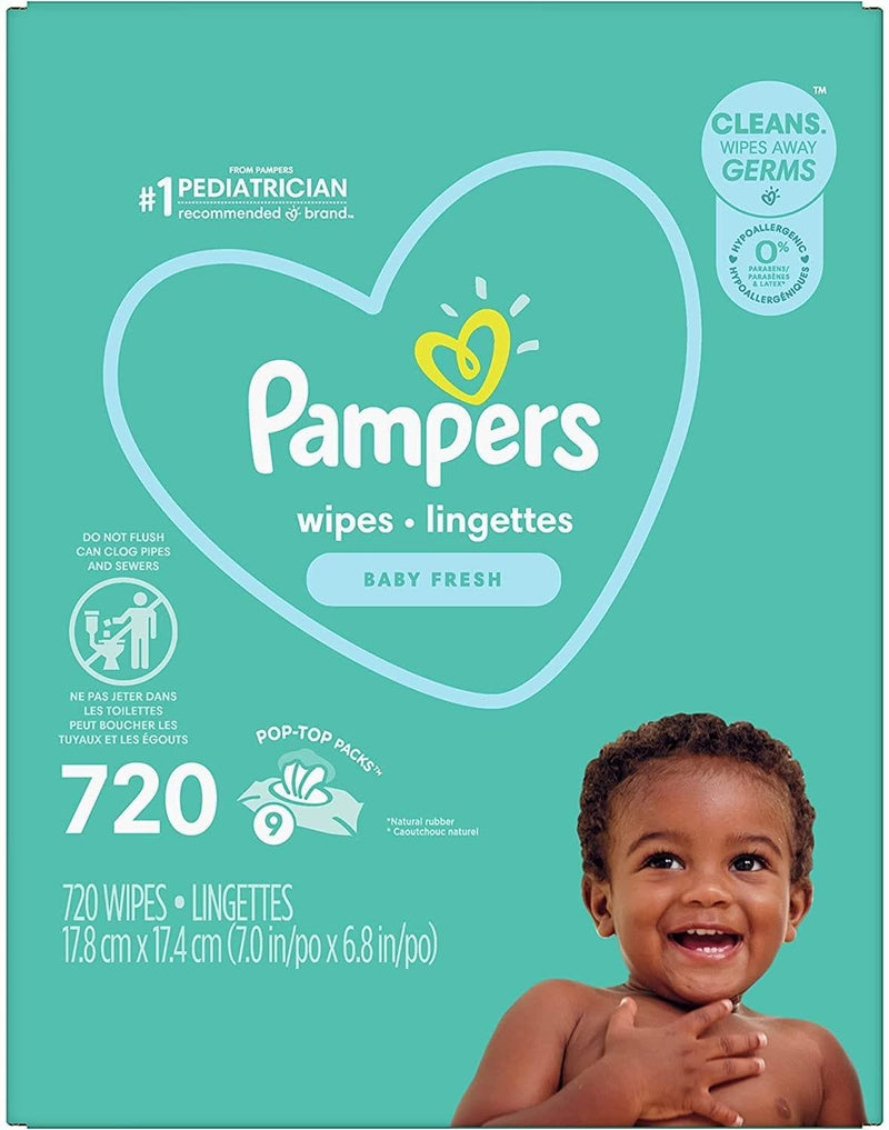 Baby Wipes, Pampers Complete Clean Scented Baby Diaper Wipes, 8X Pop-Top Packs and 8 Refill Packs for Dispenser Tub, 1152 Total Wipes (Packaging May Vary) - Handbags Specialist Headquarter