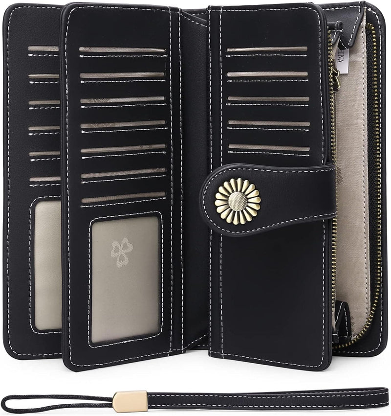 Wallets for Women Genuine Leather Credit Card Holder with RFID Blocking Large Capacity Wristlet - Premium Wristlets from Brand: SENDEFN - Just $39.99! Shop now at Handbags Specialist Headquarter