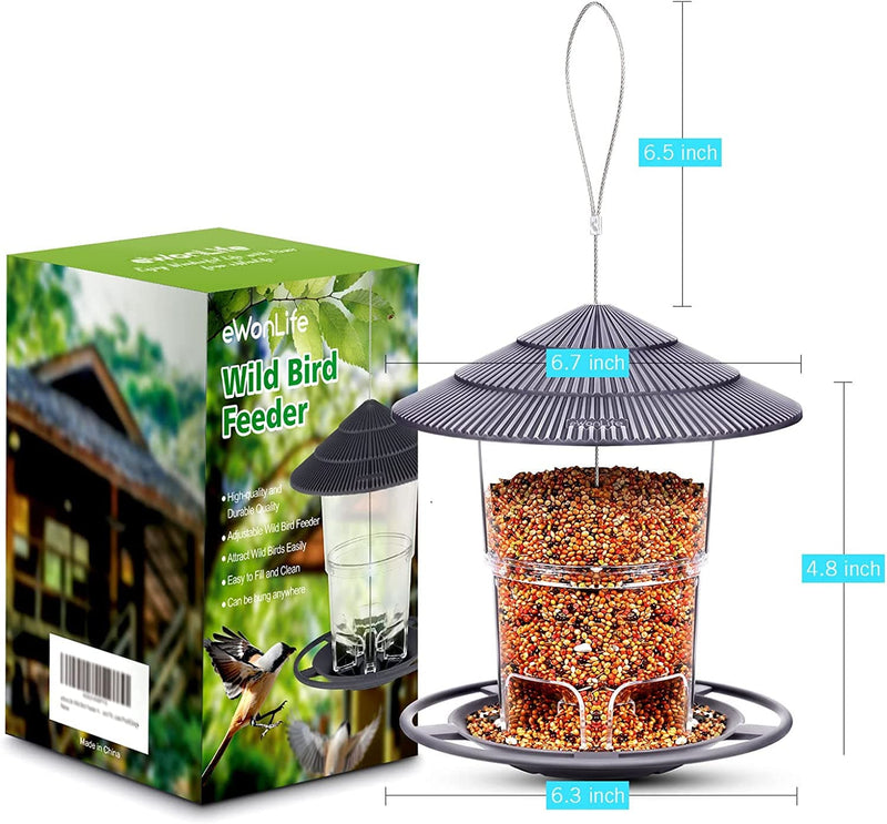 eWonLife Bird Feeders, Bird Feeder for Outside Outdoors Hanging, Squirrel Proof, Easy Clean and Fill, Adjustable Feeder with Sturdy Wire and Roof, Plastic, for Garden, Backyard, Terrace(25 OZ/Pack) - Premium BIRDFEEDERS from Visit the eWonLife Store - Just $34.99! Shop now at Handbags Specialist Headquarter