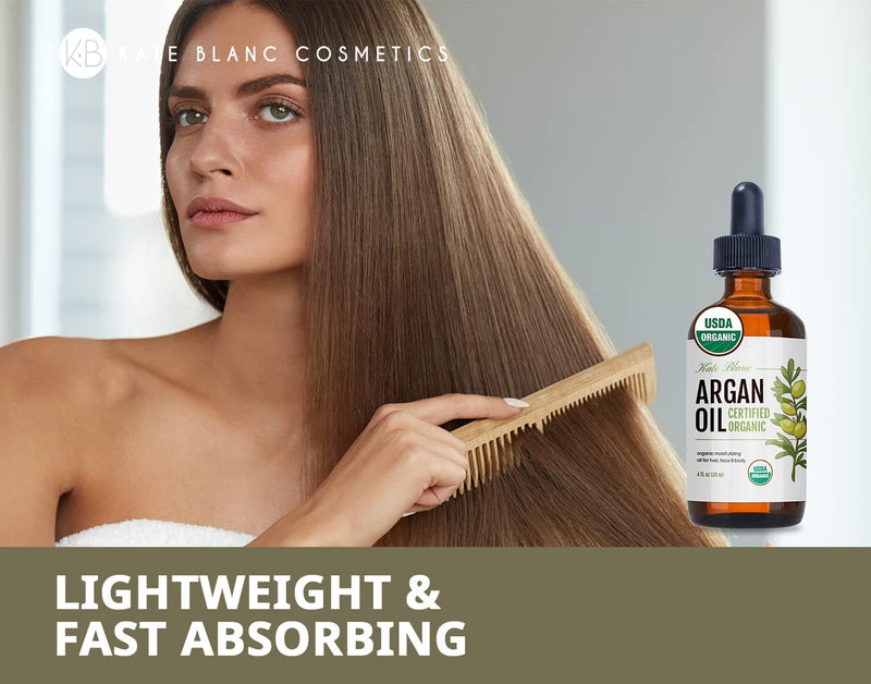 Argan Oil for Hair and Skin - Kate Blanc Cosmetics. 100% Pure Cold Pressed Organic Argan Hair Oil for Curly Frizzy Hair. Stimulate Growth for Dry Damaged Hair. Moroccan Skin Moisturizer (Light 4oz) - Premium HAIR from Visit the Kate Blanc Cosmetics Store - Just $24.99! Shop now at Handbags Specialist Headquarter