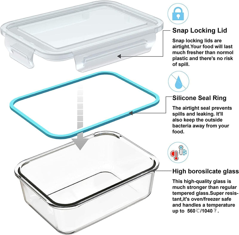 S SALIENT 18 Piece Glass Food Storage Containers with Lids, Glass Meal Prep Containers, Glass Containers for Food Storage with Lids, BPA Free & Leak Proof (9 lids & 9 Containers) - Premium Kitchen Helpers from Brand: S SALIENT - Just $47.99! Shop now at Handbags Specialist Headquarter