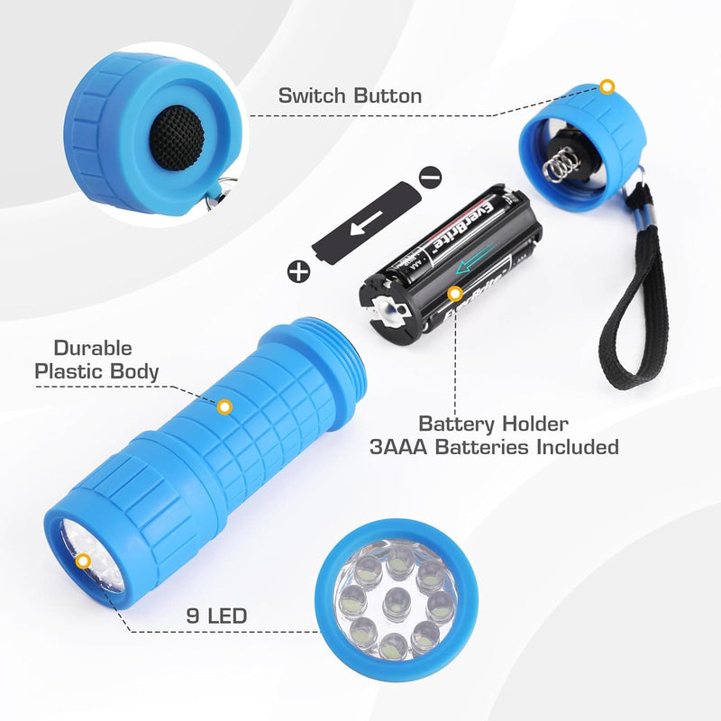 EverBrite 9-LED Flashlight 6-Pack Compact Handheld Torch Assorted Colors with Lanyard 3AAA Battery Included (Hurricane Supplies, Camping) - Premium Flashlights from Visit the EverBrite Store - Just $28.99! Shop now at Handbags Specialist Headquarter