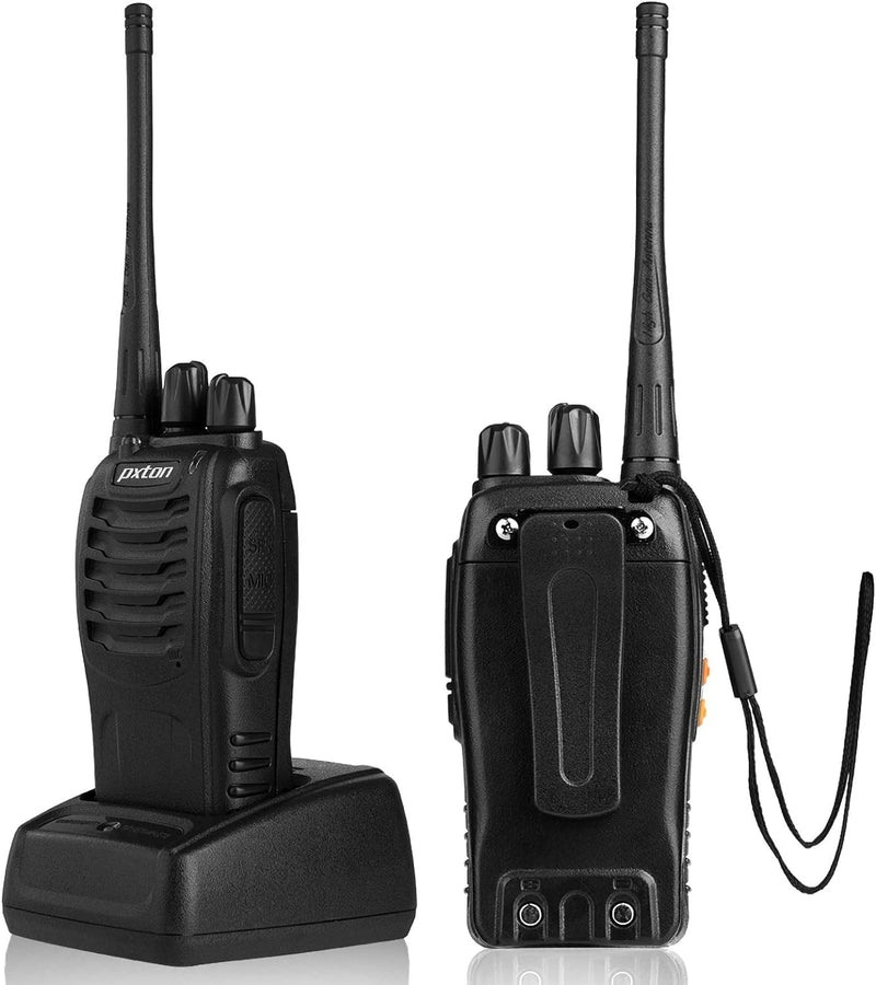 pxton Walkie Talkies Long Range for Adults with Earpieces,16 Channel Walky Talky Rechargeable Handheld Two Way Radios with Flashlight Li-ion Battery and Charger（4 Pack）