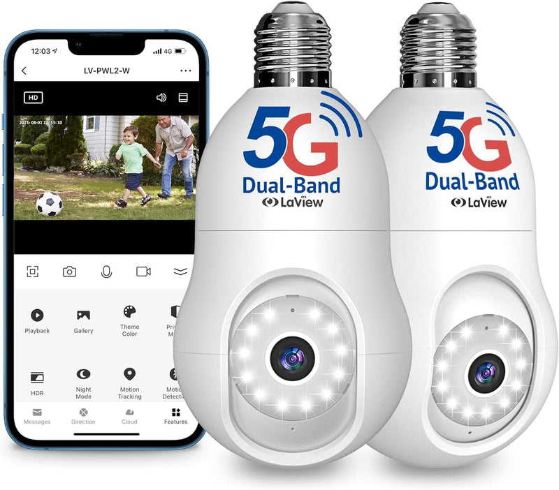 LaView 4MP Bulb Security Camera 2.4GHz,360° 2K Security Cameras Wireless Outdoor Indoor Full Color Day and Night, Motion Detection, Audible Alarm, Easy Installation, Compatible with Alexa (2 Pack) - Premium Home Security from Brand: LaView - Just $131.99! Shop now at Handbags Specialist Headquarter