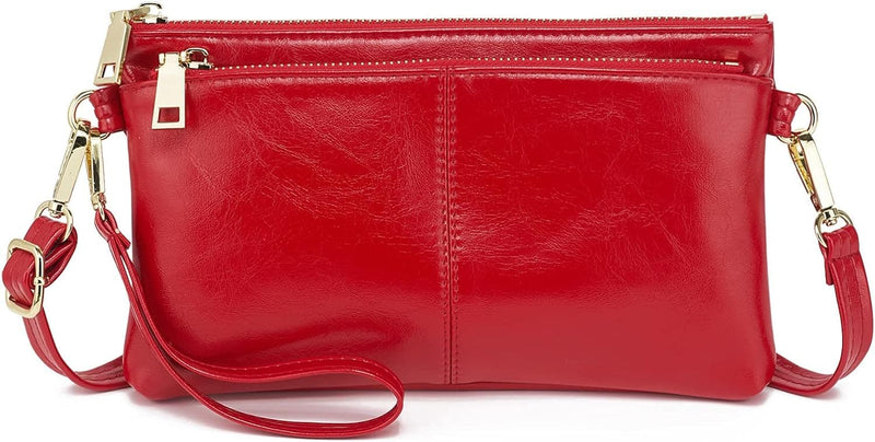 Triple Zip Small Crossbody Bag Lightweight Purses Vegan Leather Wristlet Clutch, Includes Adjustable Shoulder - Premium Wristlets from Brand: ZOOEASS - Just $34.99! Shop now at Handbags Specialist Headquarter