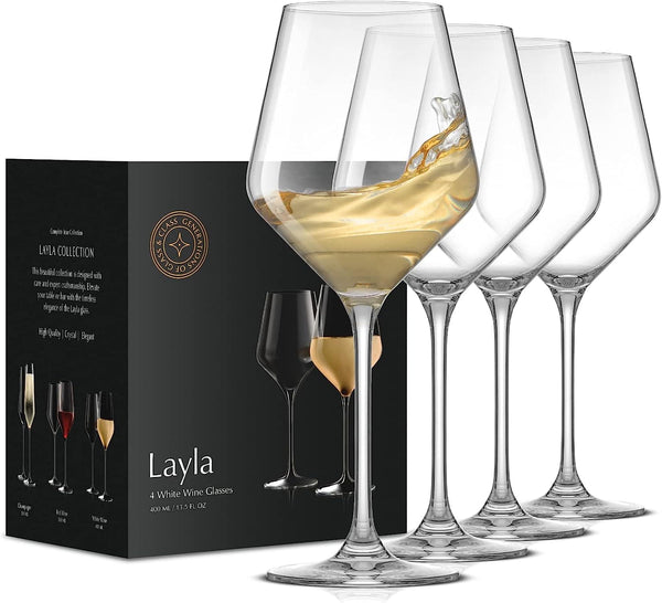 JoyJolt Layla White Wine Glasses, Set of 4 Italian Glasses, 13.5 oz Clear – Made in Europe - Premium DECOR from Visit the JoyJolt Store - Just $39.99! Shop now at Handbags Specialist Headquarter