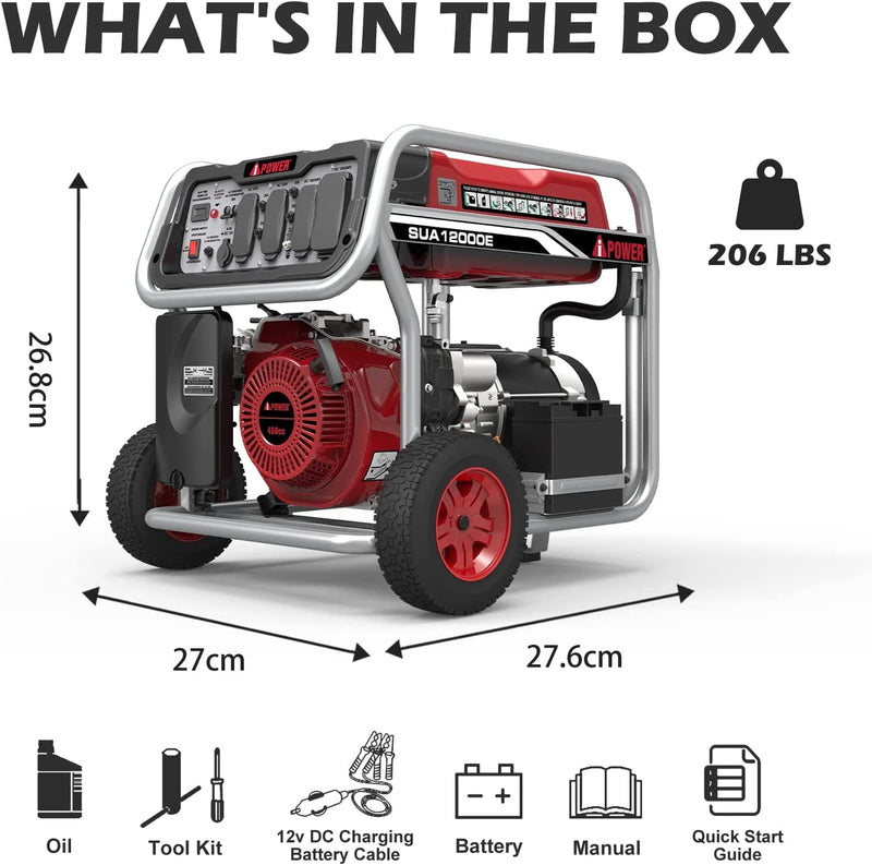 A-iPower SUA12000E 12000 Watt Portable Generator Heavy Duty Gas Powered with Electric Start for Jobsite, RV, and Whole House Backup Emergency - Premium HOME DÉCOR from Visit the A-iPower Store - Just $664.99! Shop now at Handbags Specialist Headquarter