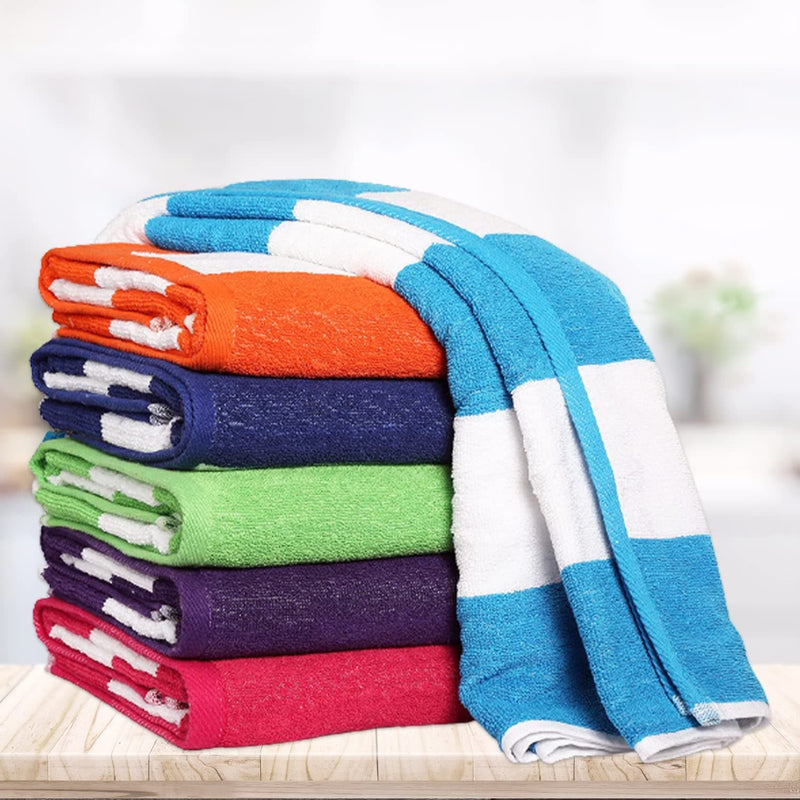 BolBom's,6 Piece Bath Towel,100% Cotton Cabana Stripe Beach Towel,Oversize 30" x 60” Quick Dry High Absorbent Towel for Bath, Travel, Swim, Pool, Yoga, Hotel,Parties,Guests & Perfect for Daily Use - Premium TOWEL SET from Visit the BolBom*S Store - Just $21.99! Shop now at Handbags Specialist Headquarter
