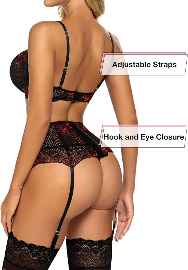Avidlove Women Lingerie Set with Garter Belts Sexy Bra and Panty Underwire Lingerie Sets（No Stockings） - Premium Everyday Bras from Visit the Avidlove Store - Just $27.18! Shop now at Handbags Specialist Headquarter