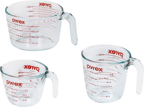 Pyrex 3 Piece Glass Measuring Cup Set, Includes 1-Cup, 2-Cup, and 4-Cup Tempered Glass Liquid Measuring Cups, Dishwasher, Freezer, Microwave, and Preheated Oven Safe, Essential Kitchen Tools - Premium COOKWARE from Visit the Pyrex Store - Just $39.99! Shop now at Handbags Specialist Headquarter