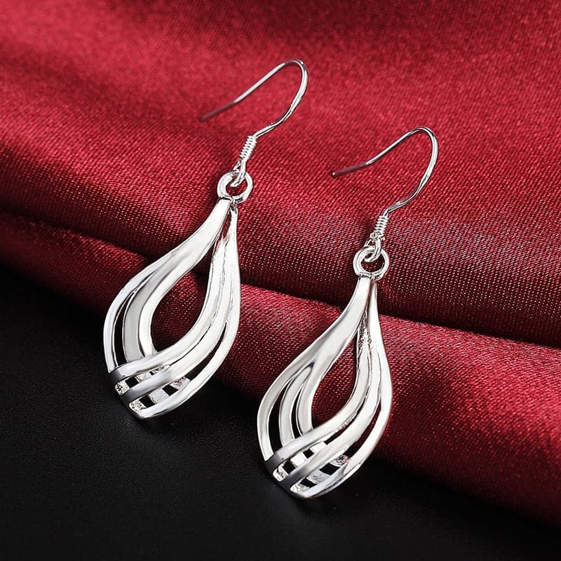 925 Silver Drop Earrings For Women Twist Wave Line Water Drop Earring Fashion Jewelry - Premium Earring from eprolo - Just $17.99! Shop now at Handbags Specialist Headquarter