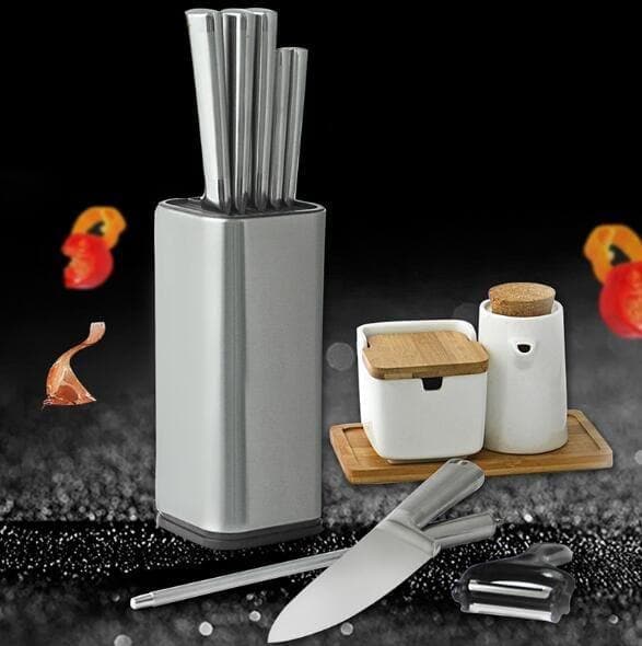 Stainless Steel Knife Stand Large Capacity Storage Holder 8 Inch Multifunction Knives Block For Kitchen Knife - Premium Cook from eprolo - Just $39.99! Shop now at Handbags Specialist Headquarter