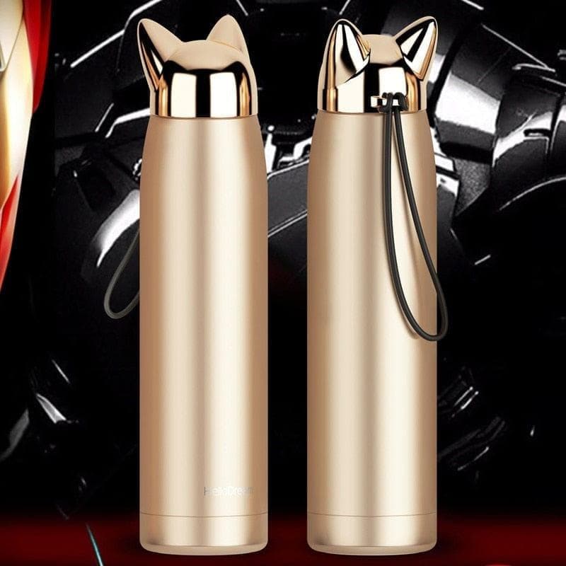 Stainless Steel Vacuum Flasks  Double Wall Thermos Bottle  320 ml Cute Cat Fox Ear Thermal Coffee Tea Milk Travel Mug - Premium Cups from eprolo - Just $24.74! Shop now at Handbags Specialist Headquarter