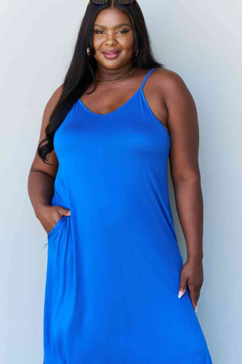 Ninexis Good Energy Full Size Cami Side Slit Maxi Dress in Royal Blue - Premium Dresses from Trendsi - Just $26! Shop now at Handbags Specialist Headquarter