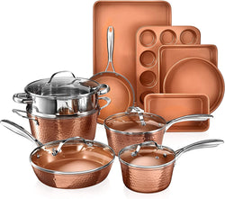 Copper Collection – 15 Piece Premium Cookware & Bakeware Set with Nonstick Coating, Aluminum Composition– Includes Fry Pans, Stock Pots, Bakeware Set & More, Dishwasher Safe - Premium COOKWARE from Visit the GOTHAM STEEL Store - Just $174.38! Shop now at Handbags Specialist Headquarter