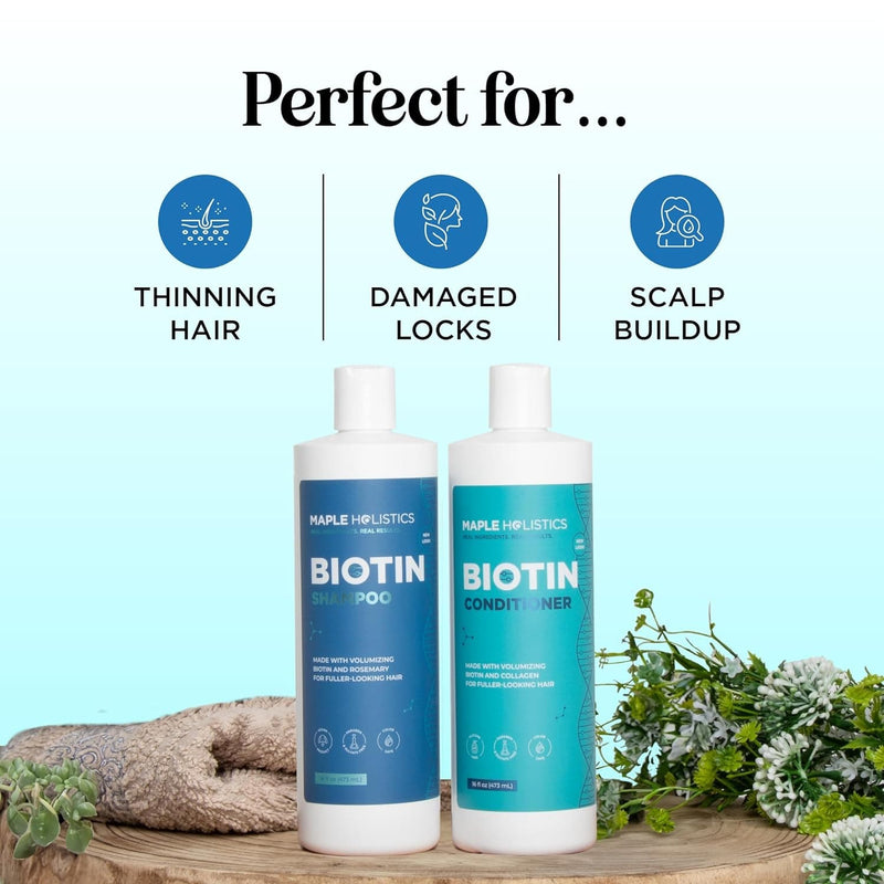 Volumizing Biotin Shampoo and Conditioner Set - Sulfate Free Shampoo and Conditioner for Dry Damaged Hair Care - Thinning Hair Shampoo and Conditioner with Nourishing Biotin and Rosemary Oil (8oz) - Premium Hair Loss Products from Visit the Maple Holistics Store - Just $36.72! Shop now at Handbags Specialist Headquarter
