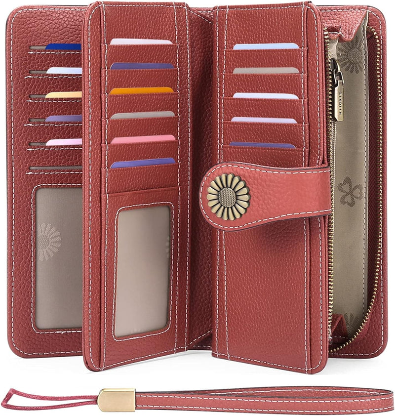 SENDEFN Wallets for Women Genuine Leather Credit Card Holder with RFID Blocking Large Capacity Wristlet - Premium Wristlets from Brand: SENDEFN - Just $39.99! Shop now at Handbags Specialist Headquarter