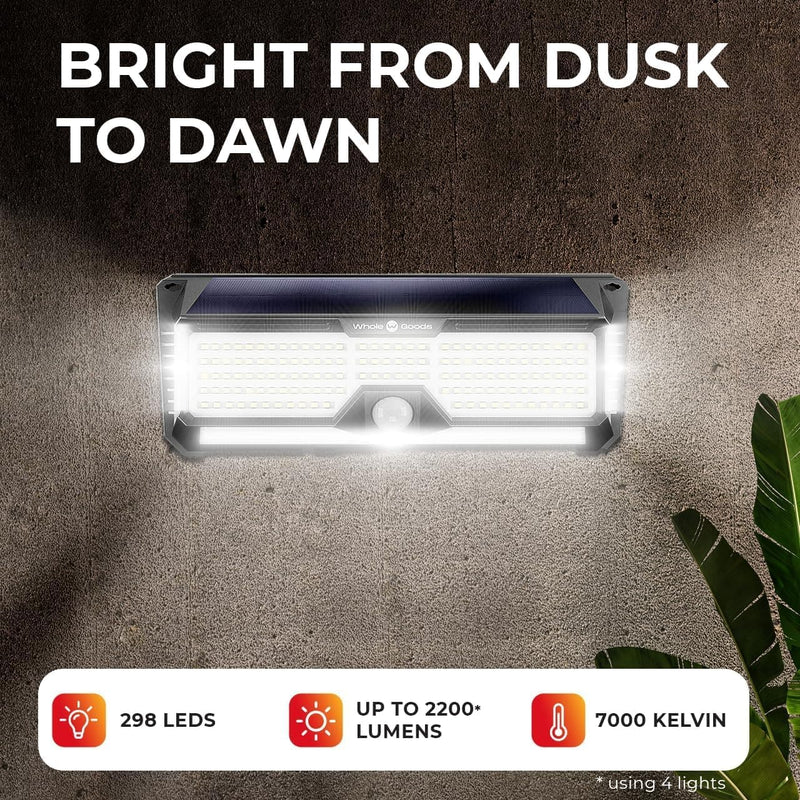 LazyPro 𝐔𝐩𝐠𝐫𝐚𝐝𝐞𝐝 Solar Lights Outdoor Super-Bright 298 LEDs 2500lm - LED Solar Motion Sensor Lights Outdoor - for Wall, Post, Pathway Garden up to 1600 sq ft - Solar Battery Powered 4400 mAh - Premium Light from Visit the LazyPro Store - Just $63.84! Shop now at Handbags Specialist Headquarter