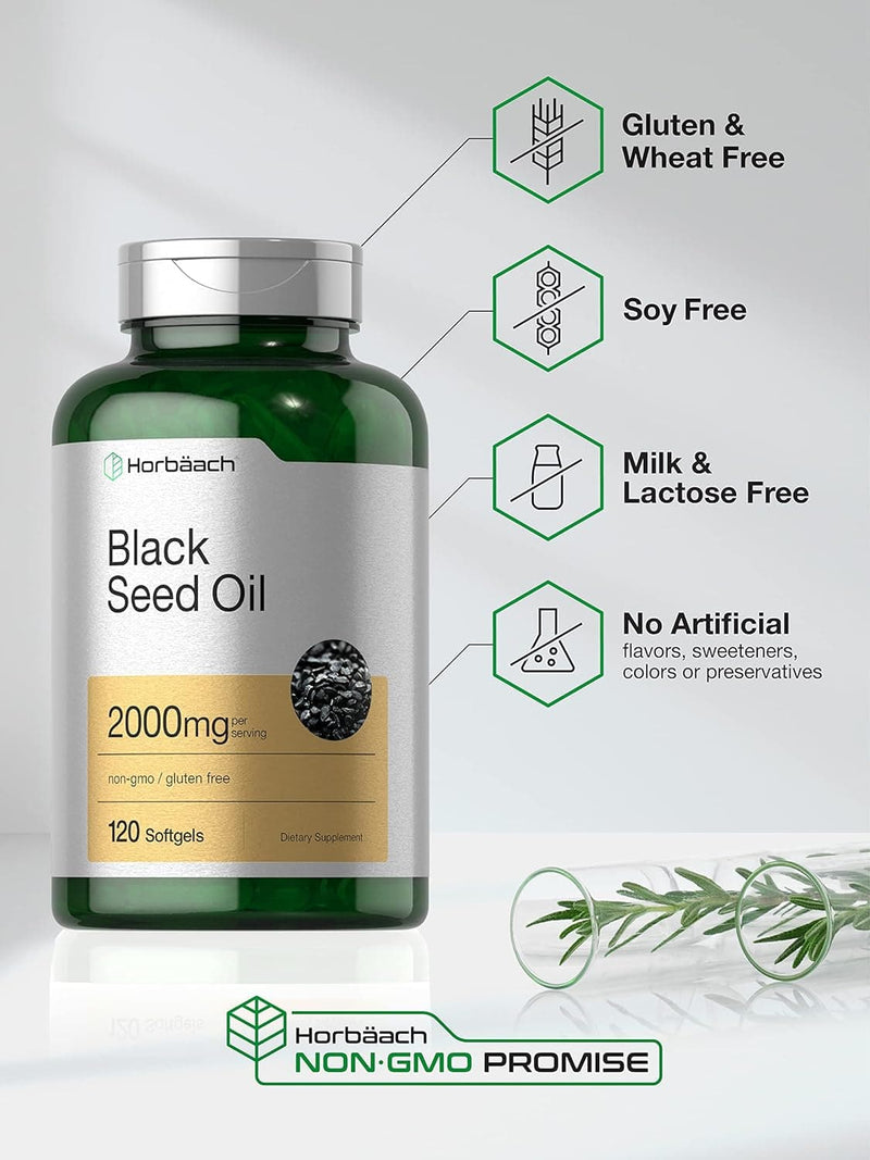 Black Seed Oil 2000mg | 120 Softgel Capsules | Cold Pressed Nigella Sativa Pills | Non-GMO, Gluten Free Supplement | by Horbaach - Premium Oil from Visit the Horbäach Store - Just $24.78! Shop now at Handbags Specialist Headquarter