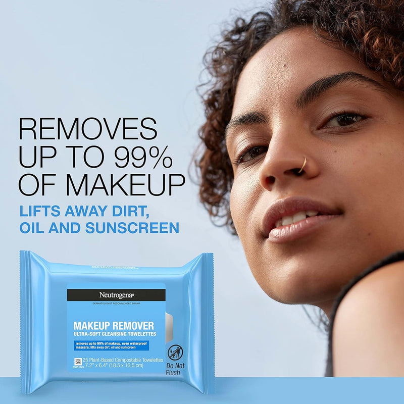 Neutrogena Cleansing Fragrance Free Makeup Remover Face Wipes, Cleansing Facial Towelettes for Waterproof Makeup, Alcohol-Free, Unscented, 100% Plant-Based Fibers, Twin Pack, 2 x 25 ct - Premium Skin Care from Visit the Neutrogena Store - Just $7.99! Shop now at Handbags Specialist Headquarter