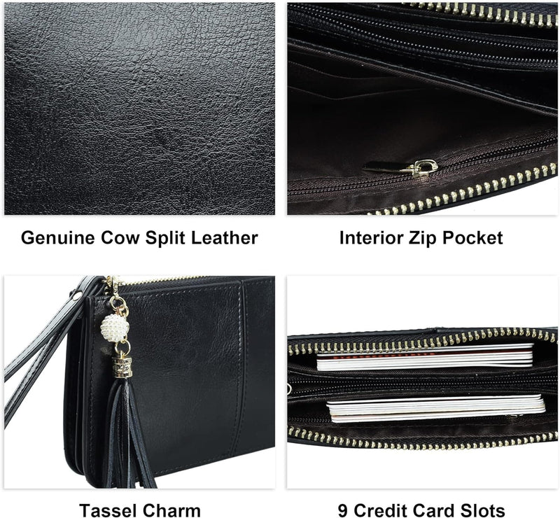befen Genuine Leather Wristlet Clutch Wallet Purses for Women, Women's Small Multi Pocket Cell Phone Bag with Card Slots - Premium Wristlets from Visit the befen Store - Just $35.99! Shop now at Handbags Specialist Headquarter