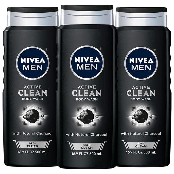 Nivea Men DEEP Active Clean Charcoal Body Wash, Cleansing Body Wash with Natural Charcoal, 3 Pack of 16.9 Fl Oz Bottles - Premium Body Wash from Visit the NIVEA Store - Just $25.04! Shop now at Handbags Specialist Headquarter
