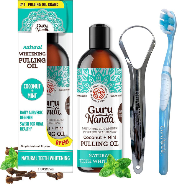 GuruNanda Coconut Oil Pulling with 7 Essential Oils and Vitamin D3, E, K2 (Mickey D), Helps with Fresh Breath, Teeth & Gum Health & More (1x8 fl oz) - Premium Health Care from Visit the GuruNanda Store - Just $21.99! Shop now at Handbags Specialist Headquarter