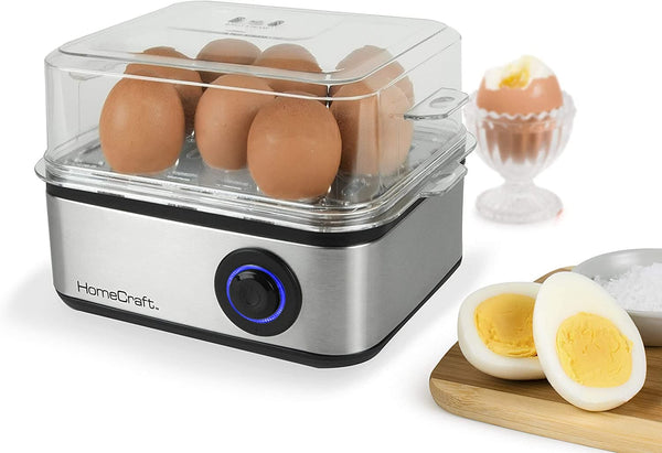 HomeCraft Premium Stainless Steel 8 Capacity Electric Large Hard-Boiled Egg Cooker Poached, Scrambled, Omelets, Whites, Sandwiches, for Keto & Low-Carb Diets, Vegetable Steamer, with Buzzer - Premium COOKWARE from Visit the Homecraft Store - Just $47.32! Shop now at Handbags Specialist Headquarter