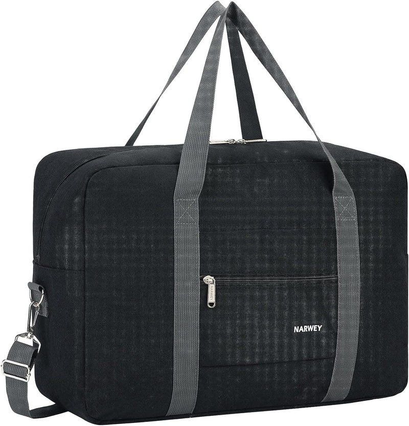 For Spirit Airlines Personal Item Bag 18x14x8 Foldable Travel Duffel Bag Tote Carry on Luggage Duffle Overnight for Women and Men (Thick Series Black (with Shoulder Strap)) - Premium Travel Duffels from Visit the Narwey Store - Just $17.99! Shop now at Handbags Specialist Headquarter