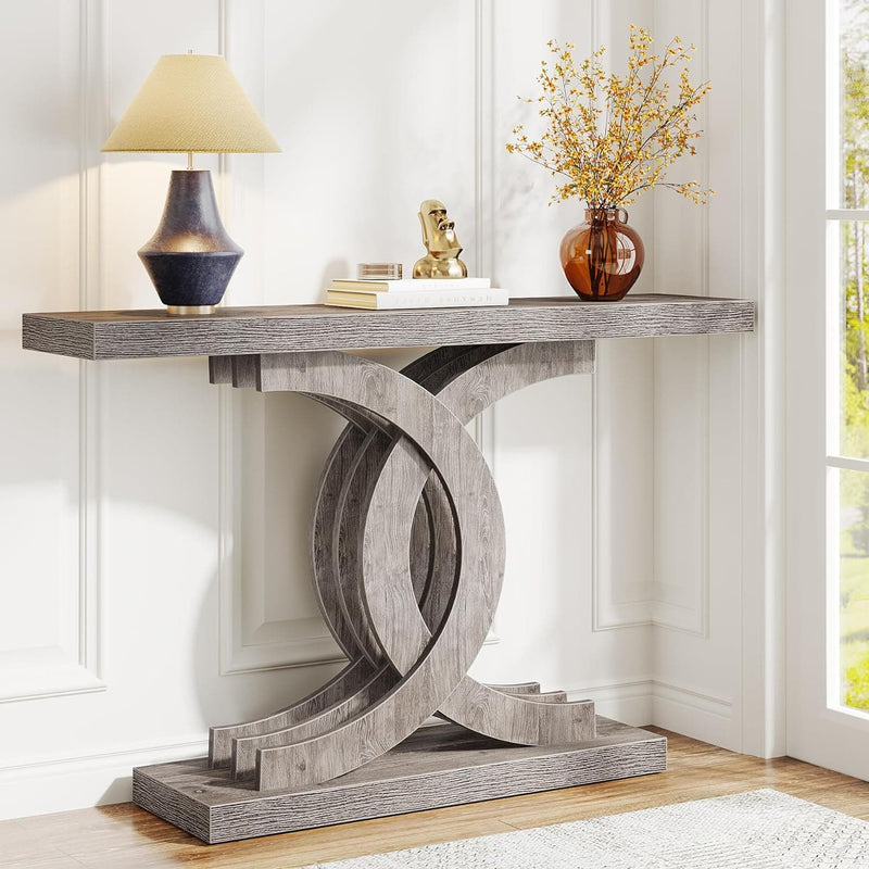 Tribesigns Console Tables for Entryway, Modern Farmhouse 39-inch Entryway Table with Geometric Base, Wooden & Metal Hallway Table/Narrow Sofa Table/Accent Table for Entrance, Living Room (Brown) - Premium furniture from Visit the Tribesigns Store - Just $229.99! Shop now at Handbags Specialist Headquarter