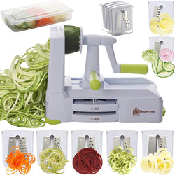 Brieftons 5-Blade Vegetable Spiralizer: Strongest-Heaviest Spiral Slicer, Best Veggie Pasta Spaghetti Maker for Low Carb / Paleo / Gluten-Free / Vegan Meals, With Extra Blade Caddy, 4 Recipe Ebooks - Premium Kitchen Helpers from Visit the Brieftons Store - Just $32.99! Shop now at Handbags Specialist Headquarter