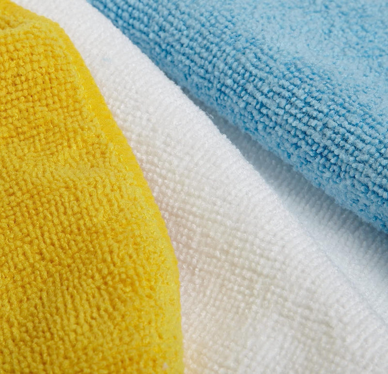 Microfiber Cleaning Cloth, Non-Abrasive, Reusable and Washable, Pack of 36, Blue/White/Yellow, 16" x 12" - Premium Auto accessories from Visit the Amazon Basics Store - Just $26.99! Shop now at Handbags Specialist Headquarter