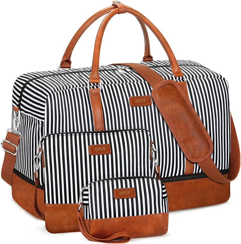 Overnight Bags for Women 21" Travel Weekender Bags with Shoe Compartment 3Pcs Set Carry On Duffel Bag with Trolley Sleeve for Men Travel/Business/Gym/Gift - Premium Travel Duffels from Visit the IBFUN Store - Just $79.99! Shop now at Handbags Specialist Headquarter