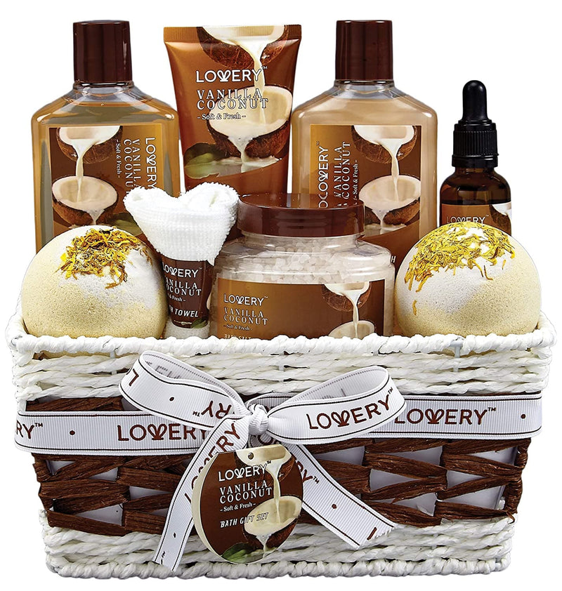Deluxe Vanilla Coconut Spa Gift Basket - 9 Piece Set - Premium BATH AND BODY Towel Set from Visit the LOVERY Store - Just $43.99! Shop now at Handbags Specialist Headquarter