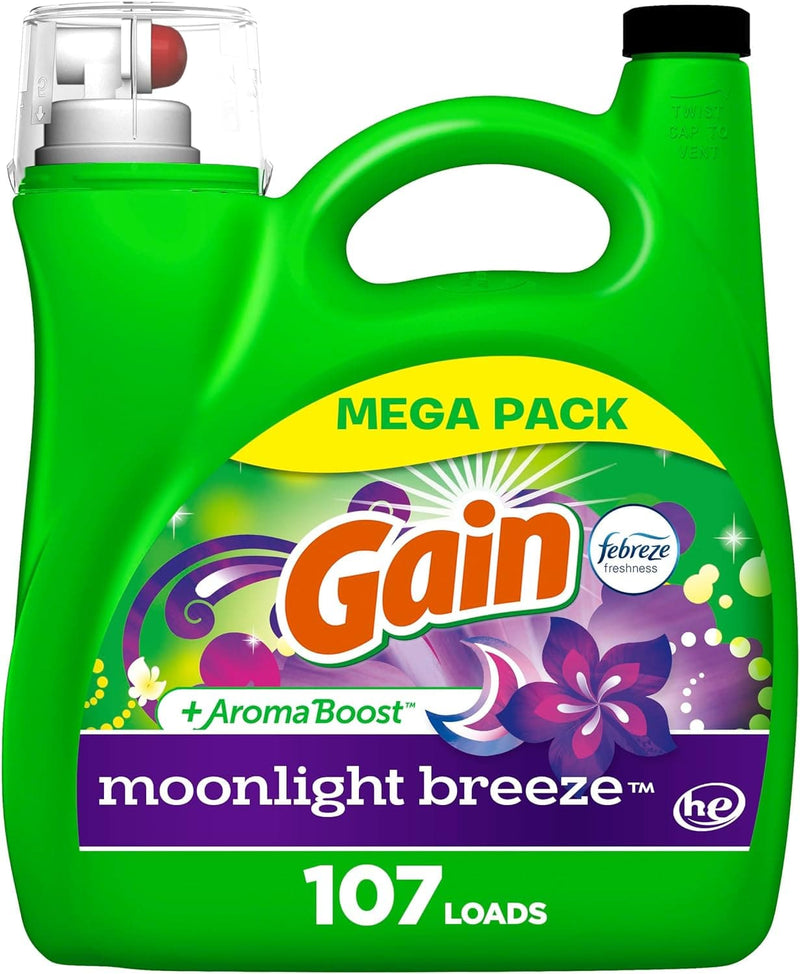 Gain Laundry Detergent Liquid Soap Plus Aroma Boost, Original Scent, He Compatible, 90 Loads Total, 65 Fl Oz (Pack Of 2)