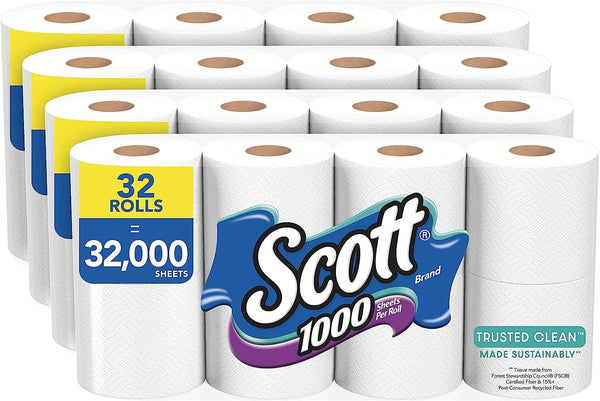 Scott Trusted Clean Toilet Paper, Septic-Safe Toilet Tissue, 1-Ply Rolls,8 count(Pack of 4) - Premium Toilet Paper from Visit the Scott Store - Just $57.99! Shop now at Handbags Specialist Headquarter