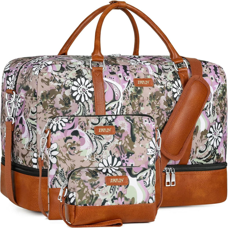 Overnight Bags for Women 21" Travel Weekender Bags with Shoe Compartment 3Pcs Set Carry On Duffel Bag with Trolley Sleeve for Men Travel/Business/Gym/Gift - Premium Travel Duffels from Visit the IBFUN Store - Just $72.99! Shop now at Handbags Specialist Headquarter