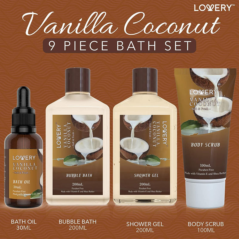 Deluxe Vanilla Coconut Spa Gift Basket - 9 Piece Set - Premium BATH AND BODY Towel Set from Visit the LOVERY Store - Just $43.99! Shop now at Handbags Specialist Headquarter