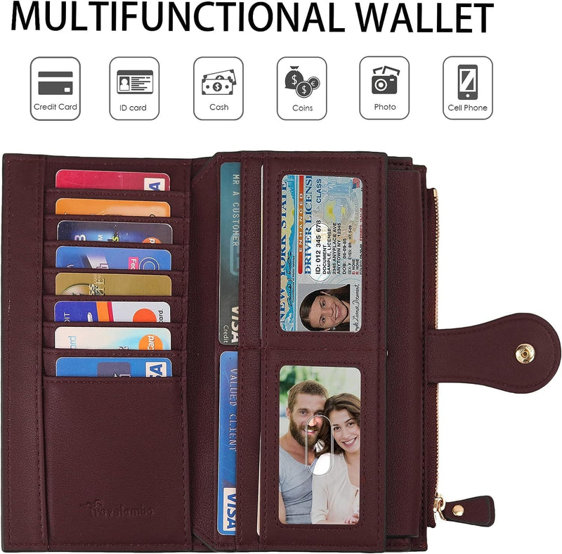 Travelambo Womens RFID Blocking Large Capacity Luxury Waxed Genuine Leather Clutch Wallet Multi Card Organizer - Premium Handbags from Visit the Travelambo Store - Just $23.79! Shop now at Handbags Specialist Headquarter